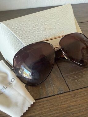 Michael Kors Women’s Brown Aviator Sunglasses with Cream Case